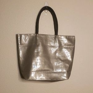 Neiman Marcus Camel Colored Faux Snakeskin Tote